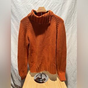 Worthington Womens Size L Tall Orange Button Turtleneck Sweater 100% cotton
